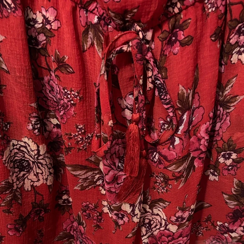 American Eagle Outfitters Red Floral Jumpsuit - Picture 3 of 7